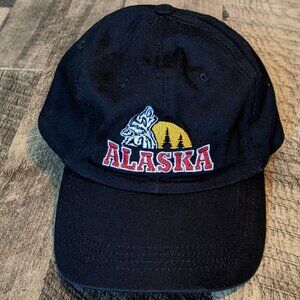 Alaska Hat Black Cotton Strapback Howling Wolf Baseball Cap